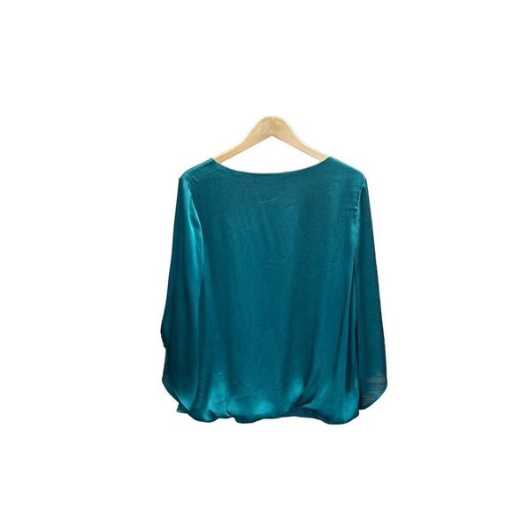 I.N. Studio Woman 2X Emerald Green Silky Blouse NWT - Picture 2 of 5